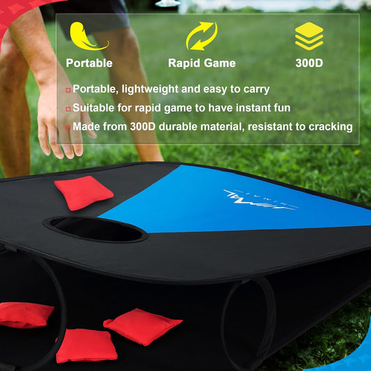 Collapsible Portable Corn Hole Boards with 8 Cornhole Bean Bags (3 x 2-feet)